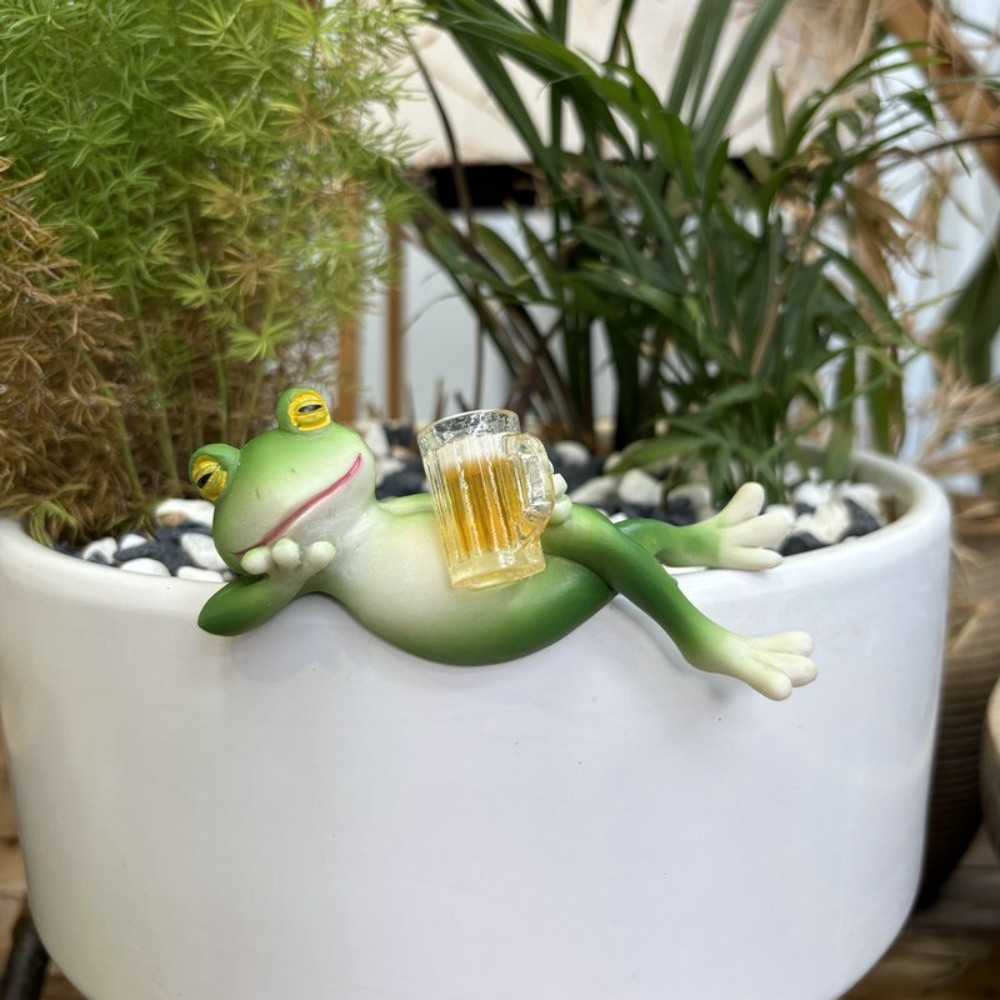 Aquarium Fish Pot - Asılı Saksı Kenarı Kurbağa Dekoratif Süsler
