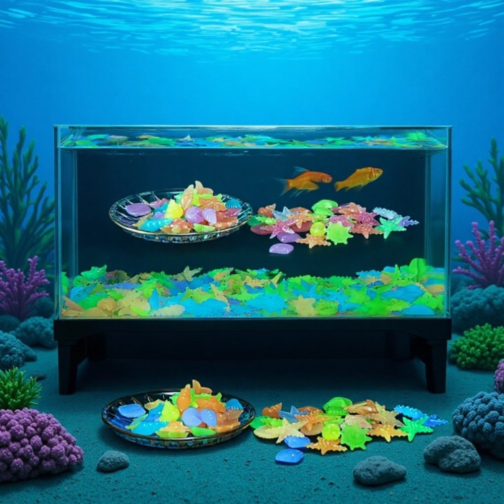 Aquarium Fish Photography - Parlayan Işıltılı Okyanus Taşları Floresan Deniz