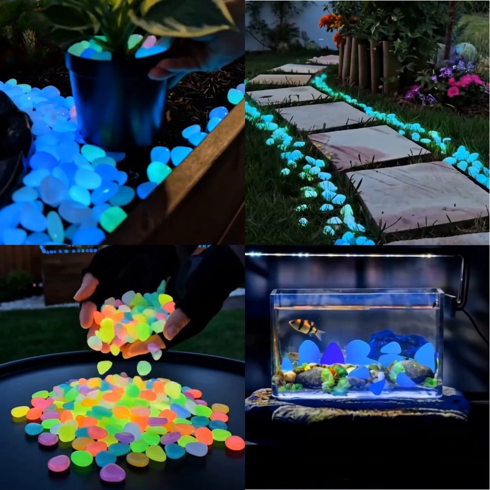 Aquarium Fish Pot - Karanlıkta Parlayan Renkli Taşlar, Bahçe Taşları,